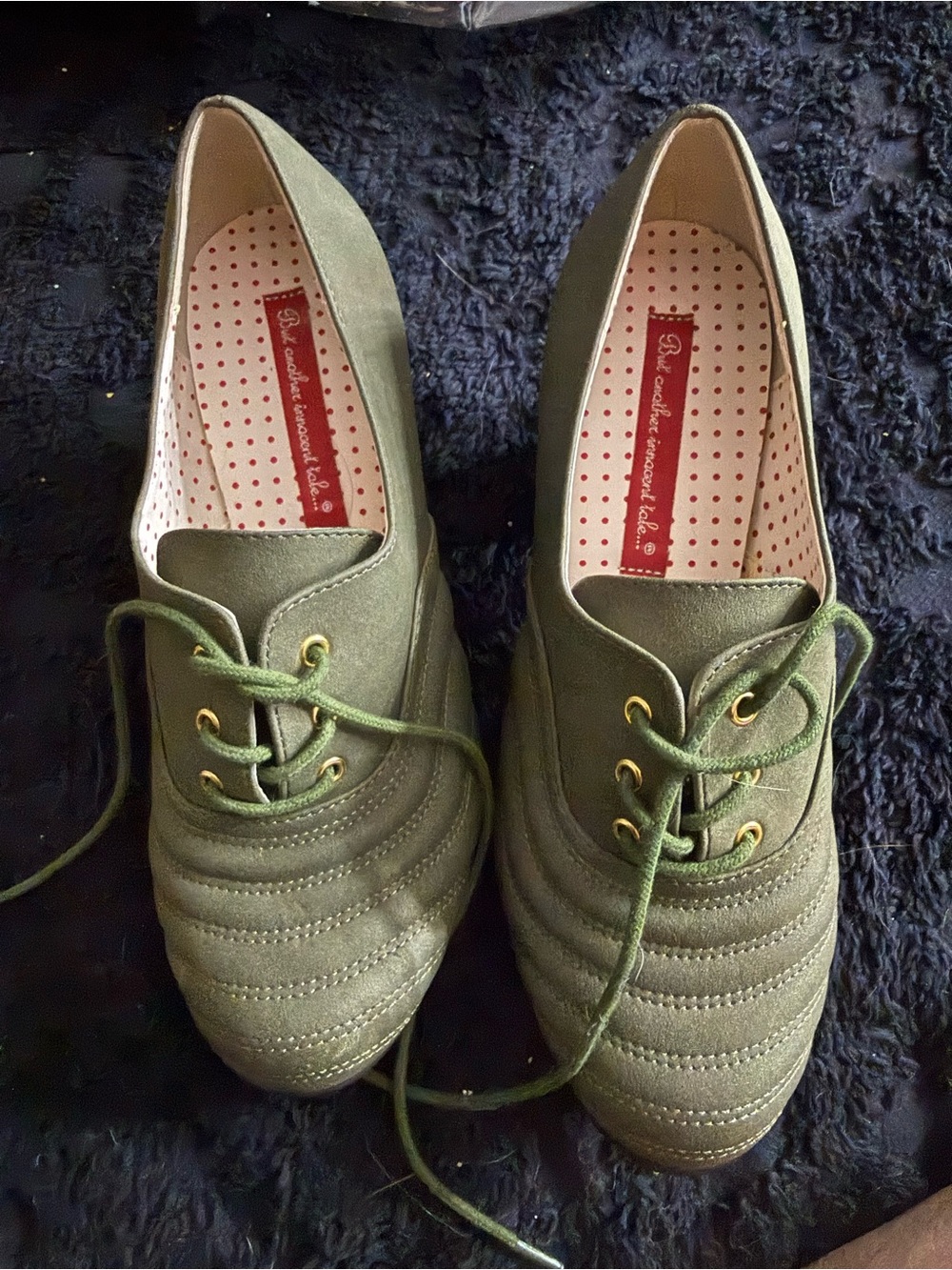 Olive Green Lace-Up Women's Oxford heels